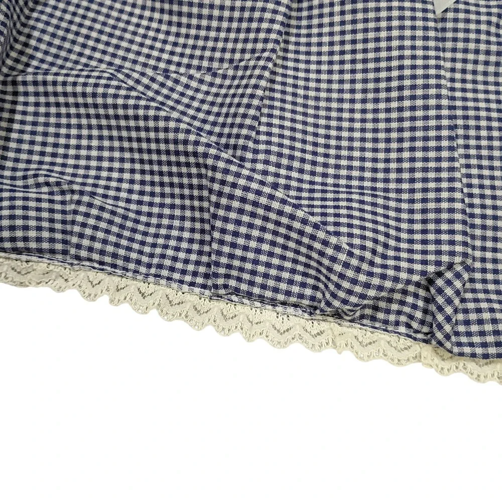 Vintage Handmade Blue & Red Gingham Baby‎ 8 Pocket Wall Organizer Heart 80s